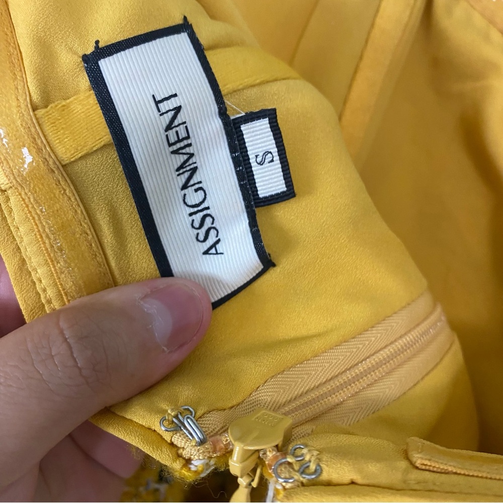 Assignment Cady Mini Dress Yellow Plaid‎ Small Strapless - Picture 6 of 10